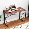 Bureau pliant avec cadre métallique, surface en stratifié bois, 102 cm