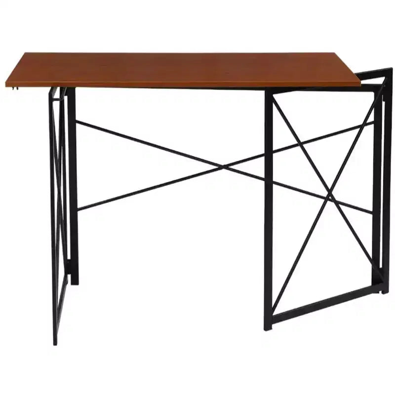 Bureau pliant avec cadre métallique, surface en stratifié bois, 102 cm