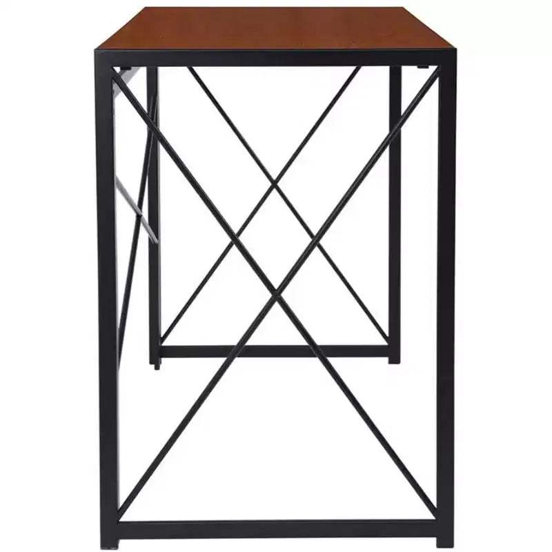 Bureau pliant avec cadre métallique, surface en stratifié bois, 102 cm