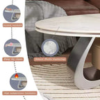 ATJafurn Table basse ovale moderne de 120 cm avec plateau en faux marbre de luxe et base en acier inoxydable
