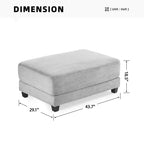Canapé d'angle surdimensionné en velours côtelé de 284 cm avec pouf, oreillers et ports de chargement
