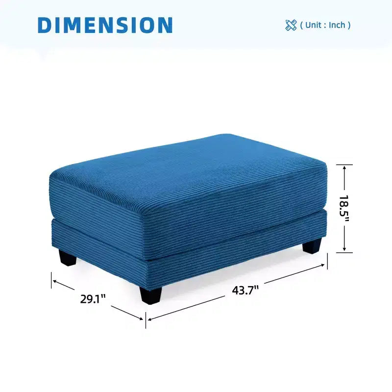 Canapé d'angle surdimensionné en velours côtelé de 284 cm avec pouf, oreillers et ports de chargement
