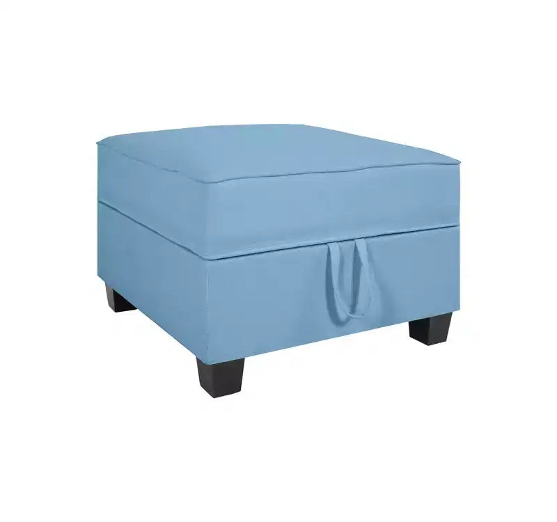 Home Imports Emporium Deluze Linen Ottoman in Robin Egg Blue