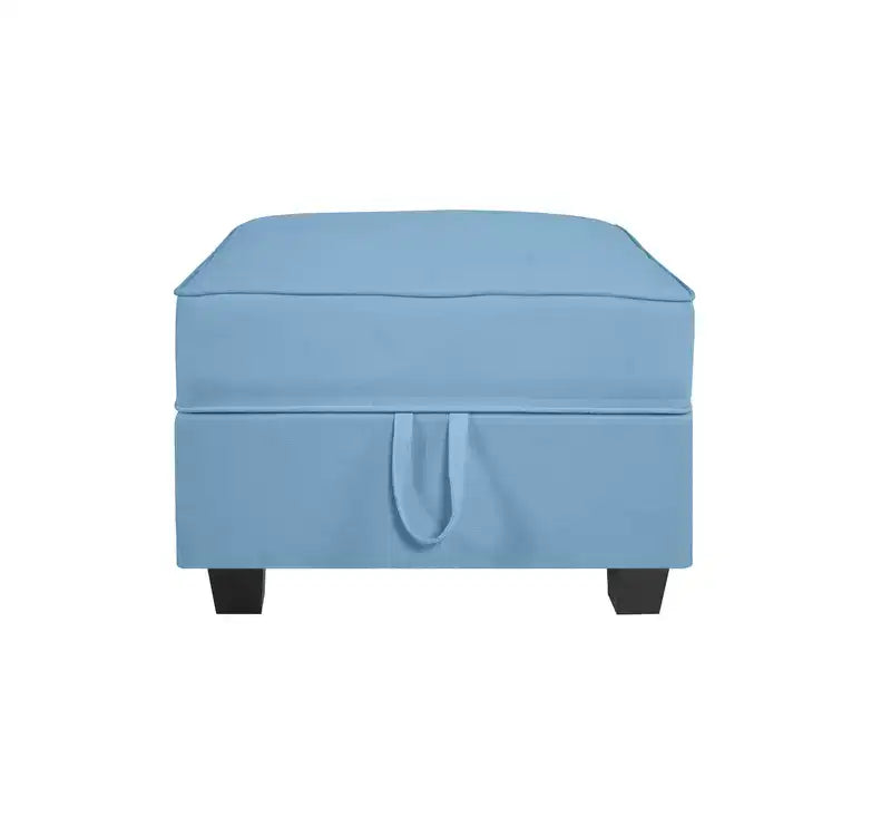 Pouf ottoman carré en lin avec rangement