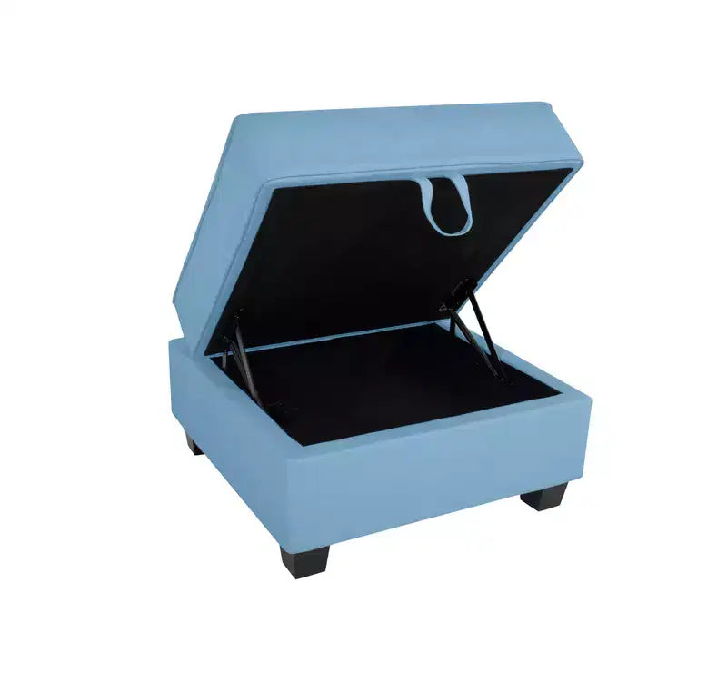 Pouf ottoman carré en lin avec rangement