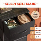 Commode haute en tissu à 5 tiroirs avec plateau en bois, meuble de rangement pour chambre, placard, couloir, cadre en acier robuste