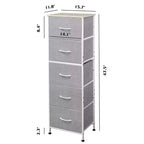 Commode haute en tissu à 5 tiroirs avec plateau en bois, meuble de rangement pour chambre, placard, couloir, cadre en acier robuste
