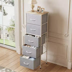 Commode haute en tissu à 5 tiroirs avec plateau en bois, meuble de rangement pour chambre, placard, couloir, cadre en acier robuste