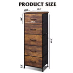 Commode haute en tissu à 5 tiroirs avec plateau en bois, meuble de rangement pour chambre, placard, couloir, cadre en acier robuste