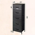 Commode haute en tissu à 5 tiroirs avec plateau en bois, meuble de rangement pour chambre, placard, couloir, cadre en acier robuste