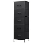 5-Drawer Tall Fabric Dresser with Wood Top, Storage Organizer Chest for Bedroom, Closet, Hallway, Sturdy Steel Frame
