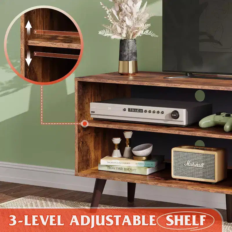 Meuble TV pour téléviseurs de 55 pouces avec meuble de rangement, centre de divertissement moderne du milieu du siècle
