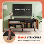 Meuble TV pour téléviseurs de 55 pouces avec meuble de rangement, centre de divertissement moderne du milieu du siècle