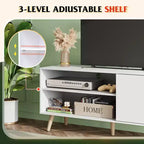 Meuble TV pour téléviseurs de 55 pouces avec meuble de rangement, centre de divertissement moderne du milieu du siècle