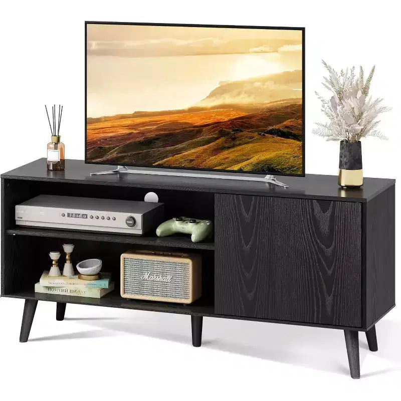 DEXYLLO TV Stand for 55 Inch TVs, TV Console with Storage Cabinet, Mid-Century Modern Entertainment Center for Living Room, Bedroom