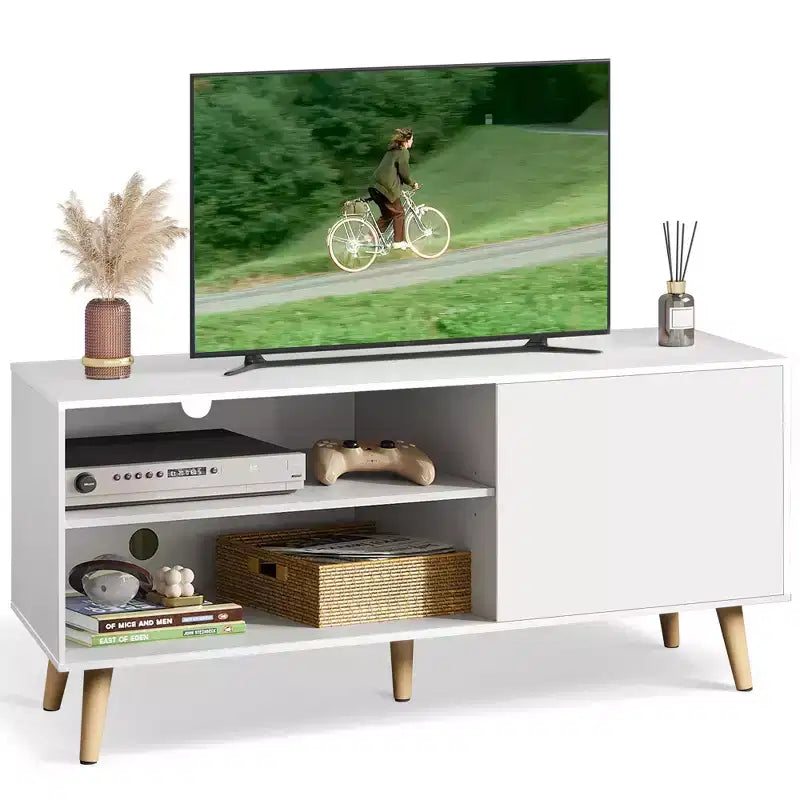 Meuble TV pour téléviseurs de 55 pouces avec meuble de rangement, centre de divertissement moderne du milieu du siècle