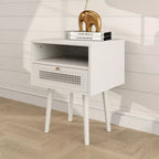 Table de chevet à double niveau de rangement Feeney de Roundhill Furniture, table d'appoint, blanc crème