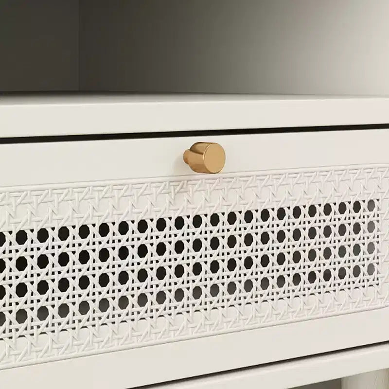 Table de chevet à double niveau de rangement Feeney de Roundhill Furniture, table d'appoint, blanc crème