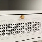 Table de chevet à double niveau de rangement Feeney de Roundhill Furniture, table d'appoint, blanc crème