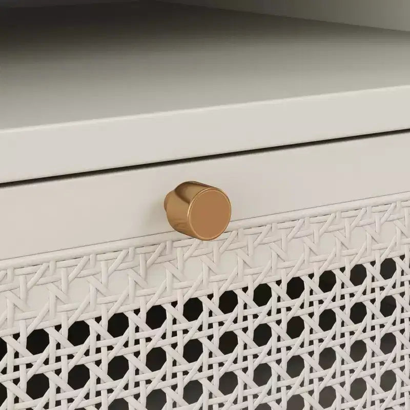 Table de chevet à double niveau de rangement Feeney de Roundhill Furniture, table d'appoint, blanc crème
