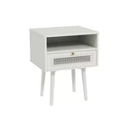 Table de chevet à double niveau de rangement Feeney de Roundhill Furniture, table d'appoint, blanc crème