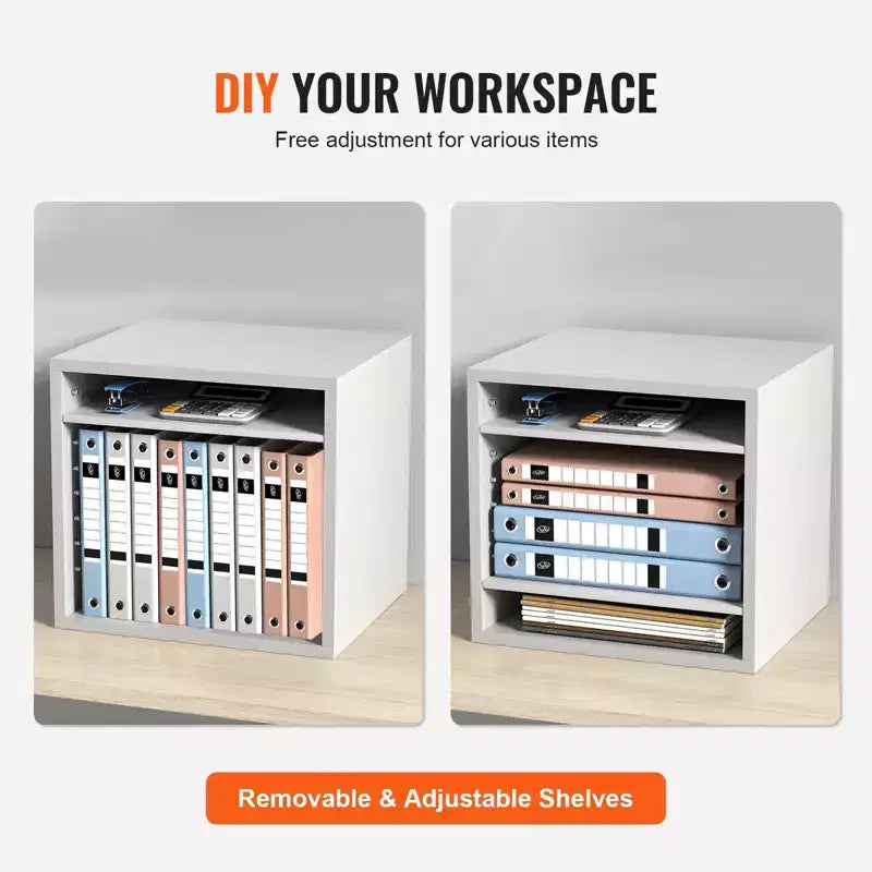 Classeurs de documents VEVOR, casier de bureau à 5 compartiments avec étagères réglables, trieur de documents en bois 35,3 x 30,5 x 33 cm, certifié EPA