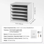 Classeurs de documents VEVOR, casier de bureau à 5 compartiments avec étagères réglables, trieur de documents en bois 35,3 x 30,5 x 33 cm, certifié EPA