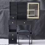 Coiffeuse avec miroir LED et tabouret – Noir