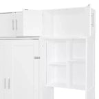 Lit escamotable mural pleine/double taille avec bureau, armoire supérieure et étagères de rangement – Blanc/Gris