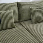 Canapé-méridienne en velours côtelé de 191,77 cm avec dossier réglable, accoudoirs de rangement et porte-gobelets