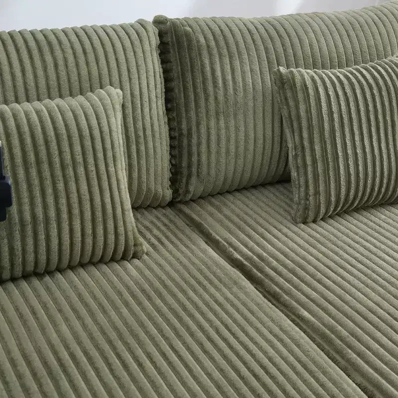 Canapé-méridienne en velours côtelé de 191,77 cm avec dossier réglable, accoudoirs de rangement et porte-gobelets