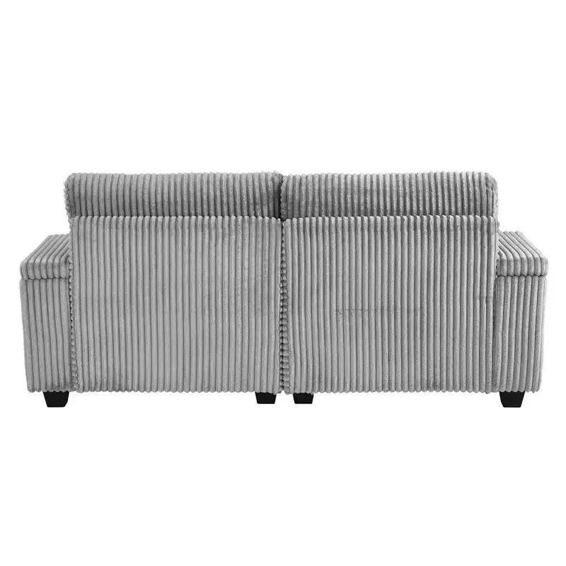 Canapé-méridienne en velours côtelé de 191,77 cm avec dossier réglable, accoudoirs de rangement et porte-gobelets