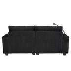 Canapé-méridienne en velours côtelé de 191,77 cm avec dossier réglable, accoudoirs de rangement et porte-gobelets