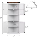 Meuble d'angle de 175 cm de haut avec portes, étagère de rangement à 6 niveaux pour le salon, la cuisine et la salle de bain