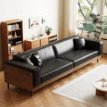 Luck Live Farmhouse 106.3 Wide Leather Sofa with Solid Wood Frame, Metal Legs and 3 Throw Pillows