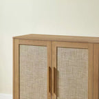 Bahut de rangement 4 portes Bohème en rotin et bois