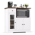 Modern Kitchen Microwave Cabinet with Adjustable Shelves, Drawers, Single & Double Doors, Wooden Sideboard Buffet for Dining or Living Room