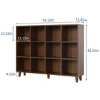 Bibliothèque moderne à 12 compartiments, étagère ouverte en bois, meuble de rangement autoportant, design peu encombrant, pour maison, salon, chambre à coucher