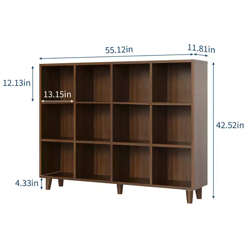 Bibliothèque moderne à 12 compartiments, étagère ouverte en bois, meuble de rangement autoportant, design peu encombrant, pour maison, salon, chambre à coucher