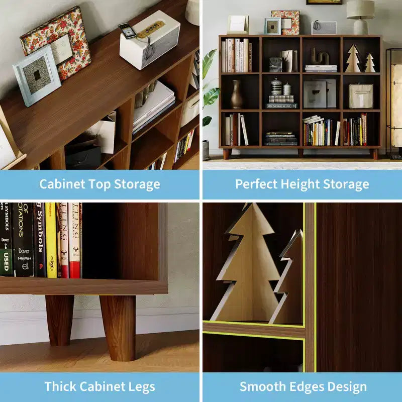 Bibliothèque moderne à 12 compartiments, étagère ouverte en bois, meuble de rangement autoportant, design peu encombrant, pour maison, salon, chambre à coucher