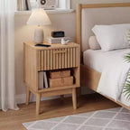 Table de chevet bohème, table de nuit avec tiroir et étagère ouverte, petite table d'appoint avec tiroir pour chambre à coucher, salon, armoire de chevet, naturelle
