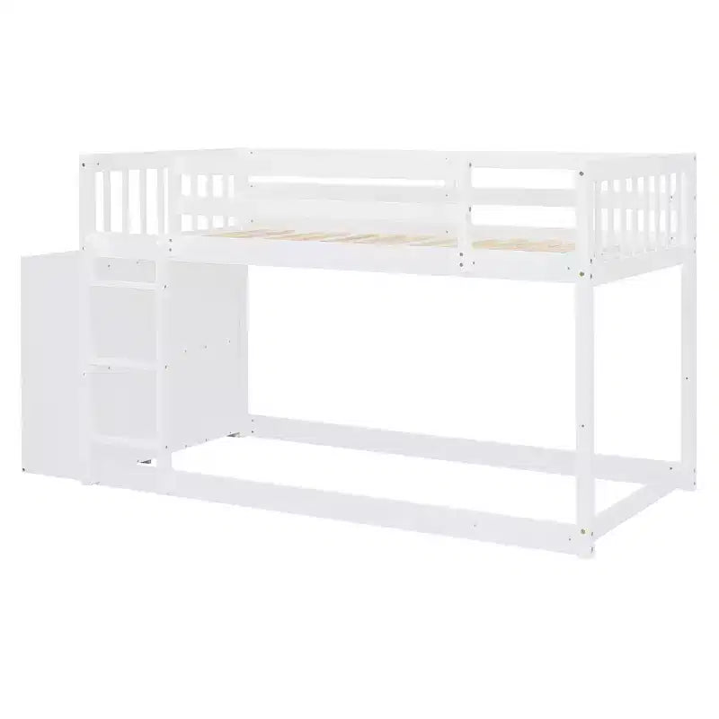 Lit superposé moderne Luxystar Twin over Twin avec 4 tiroirs et 3 étagères