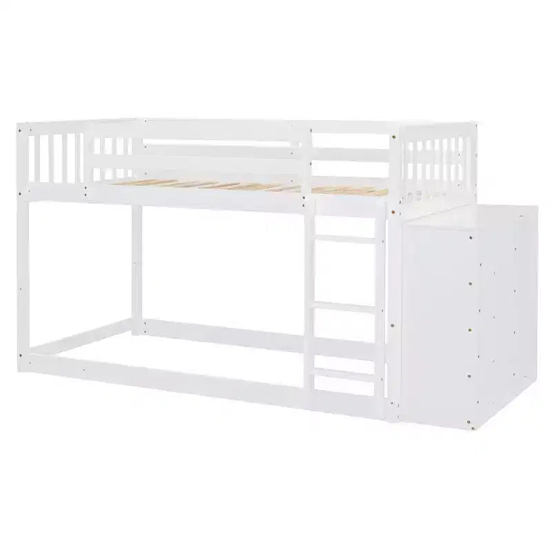 Lit superposé moderne Luxystar Twin over Twin avec 4 tiroirs et 3 étagères