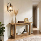 GDFStudio Viktor, table console rectangulaire à 2 niveaux en bois, style ferme