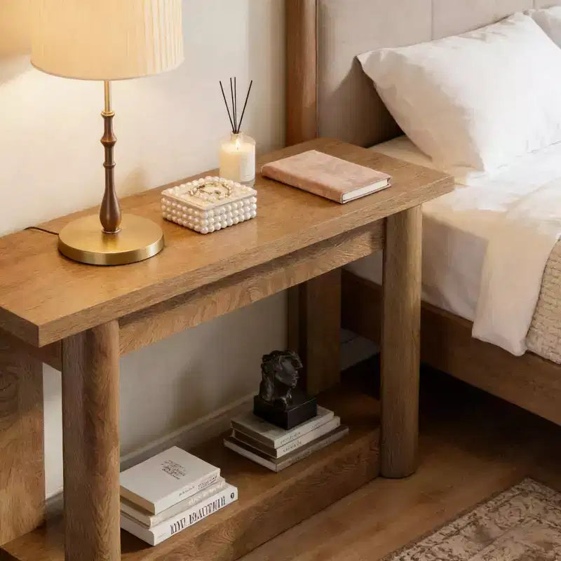 GDFStudio Viktor, table console rectangulaire à 2 niveaux en bois, style ferme