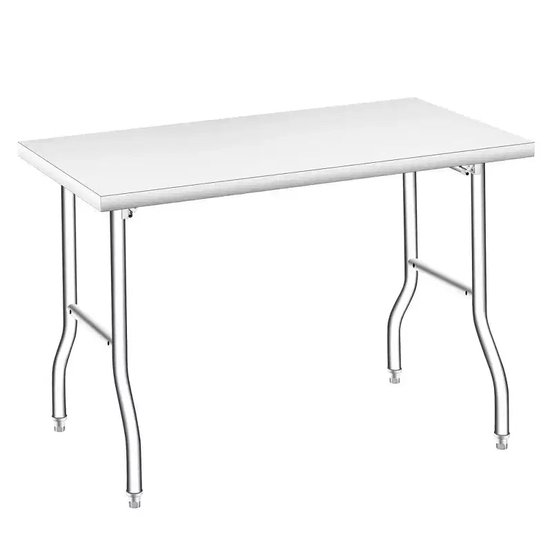 Foldable Stainless Steel Table Workbench, Folding Prep Table Rounded-Corner for Kitchen Dining Room Barbecue Outdoor