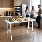 Table de travail pliable en acier inoxydable, table de préparation pliante à coins arrondis pour cuisine, salle à manger, barbecue et extérieur