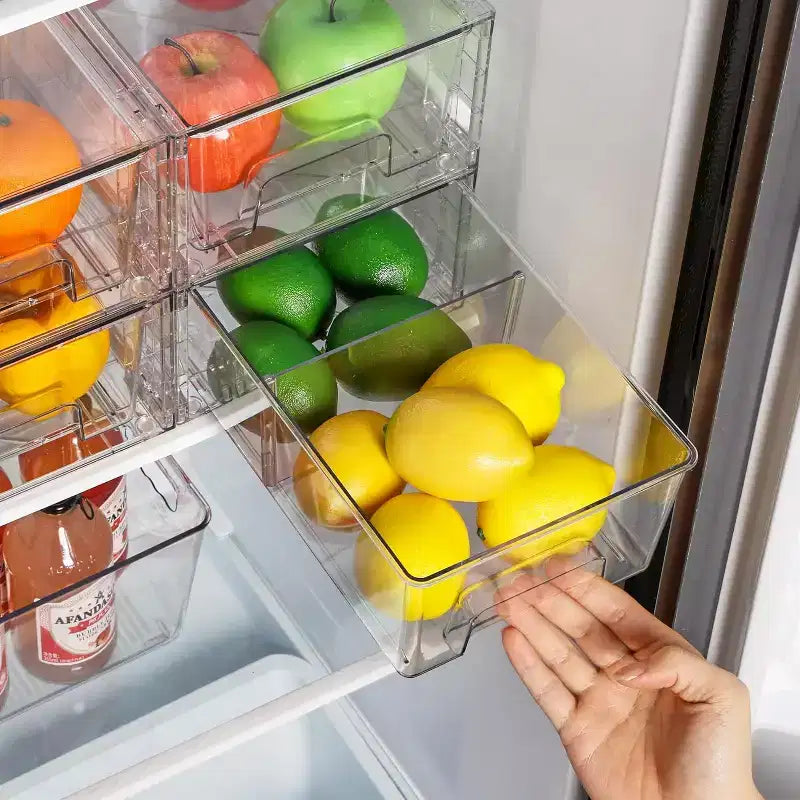 Lot de 6 tiroirs de rangement empilables en acrylique transparent – Organiseur pour réfrigérateur, cuisine, salle de bain et garde-manger