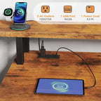 Bureau d'ordinateur multifonctionnel de 170 cm avec tiroirs, rehausseur d'écran et station de charge