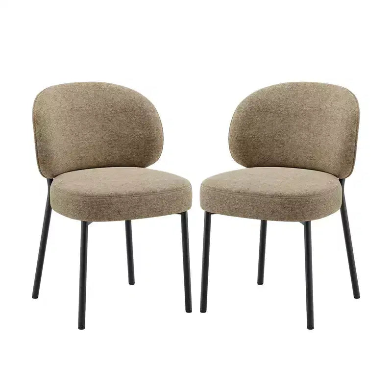 Chaise de salle à manger sans accoudoirs avec dossier incurvé et pieds en métal